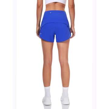HeyNuts Focus Running Shorts for Women, High Waisted Athletic Shorts Lined Workout Shorts with Zipper Pocket 4"