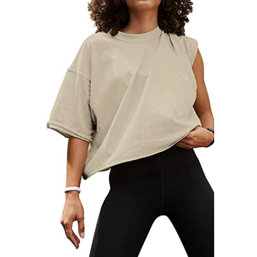 Girls Oversize Crop Tops Half Sleeve Drop Shoulder Yoga Tees
