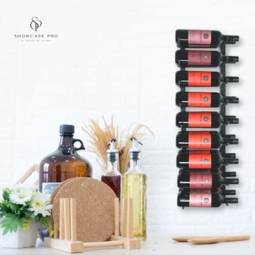 Premium Wrought Iron Frame Wine Rack: Elegant Storage Solution for Wine & Spirits, Holds 18 Bottles, Durable Iron with Rubber Tips, Comes with 8 Screws & Anchors, Easy Assembly, Stylish Design (Black)