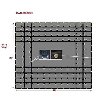 Mytee Products 28' x 18' Flatbed Trailer 14 Oz Lightweight Steel Tarp with 10 FT Drop - Heavy Duty B...