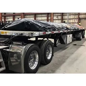 Mytee Products 28' x 18' Flatbed Trailer 14 Oz Lightweight Steel Tarp with 10 FT Drop - Heavy Duty Black Vinyl Waterproof Tarp for Truck/Trailers to Protect Cargo from Wind, Rain, Snow and Sun
