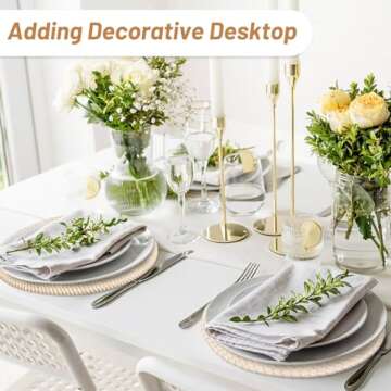 Billbotk Round Woven Placemats Set of 4, 13 Inches Kitchen Table Place Mats for Dining Table, Trivets for Hot Pots and Pans, Boho Table Setting Decor, Fall Decorations for Home