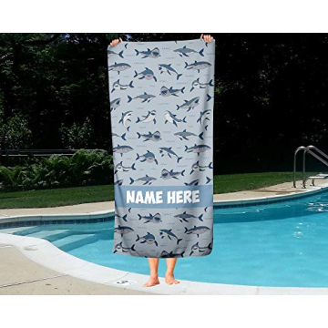 Colorful Shark Pattern Kids Towel - Customizable Bath & Beach
