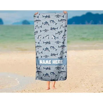 Colorful Shark Pattern Kids Towel - Customizable Bath & Beach