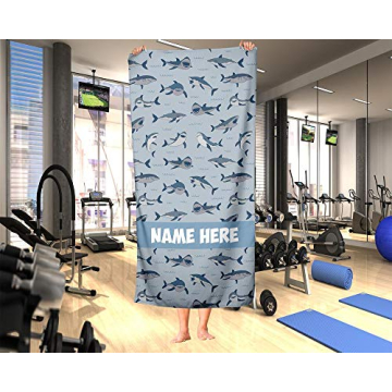 Colorful Shark Pattern Kids Towel - Customizable Bath & Beach