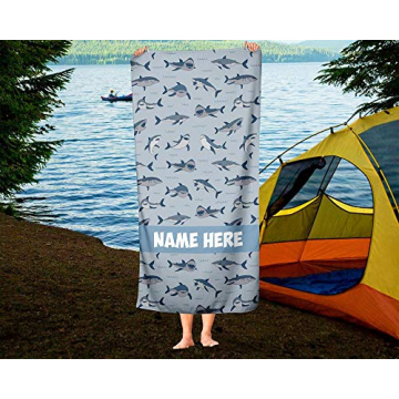 Colorful Shark Pattern Kids Towel - Customizable Bath & Beach