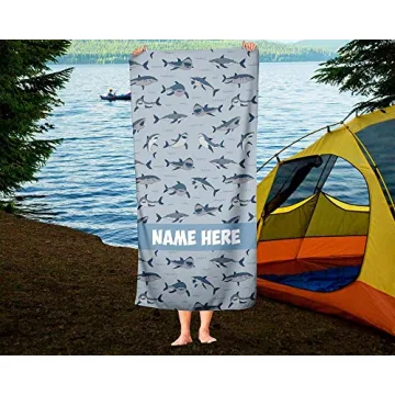 Colorful Shark Pattern Kids Towel - Customizable Bath & Beach
