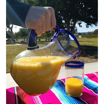 Dos Sueños Hand Blown Glass Drinkware Set with Pitcher