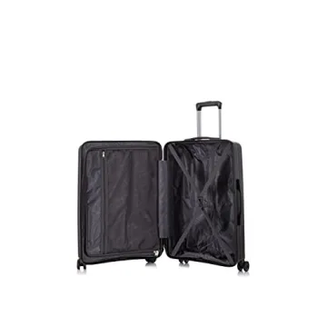 Rockland Prague Hardside Luggage with Spinner Wheels, Black, 3-Piece Set (20/24/28)