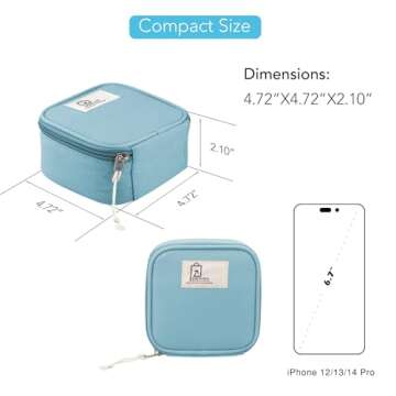 BeeChamp 4pcs Cute Small Travel Sanitary Holder Girls Waterproof Cosmetic Jewelry Bags Lipsticks Electronics Makeup Organizers for Women, Multicolor