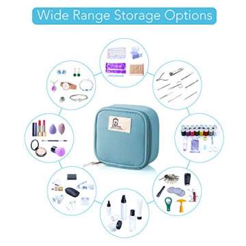 BeeChamp 4pcs Cute Small Travel Sanitary Holder Girls Waterproof Cosmetic Jewelry Bags Lipsticks Electronics Makeup Organizers for Women, Multicolor