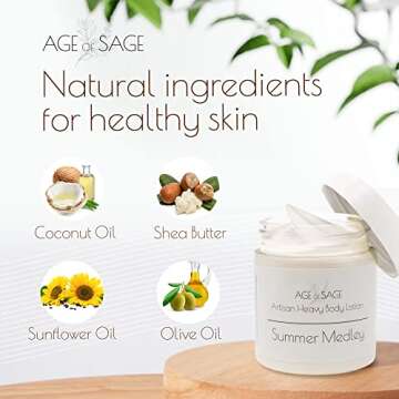 Age of Sage Body Lotion with Shea Butter - Gifts for Her, Body Moisturizers Infused with Coconut & Sunflower Oils, Valentines Gifts for Women Summer Medley Scent, Pack of Three 8 oz Jars
