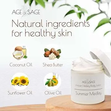 Age of Sage Body Lotion with Shea Butter - Gifts for Her, Body Moisturizers Infused with Coconut & Sunflower Oils, Valentines Gifts for Women Summer Medley Scent, Pack of Three 8 oz Jars