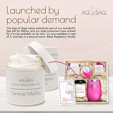 Age of Sage Body Lotion with Shea Butter - Gifts for Her, Body Moisturizers Infused with Coconut & Sunflower Oils, Valentines Gifts for Women Summer Medley Scent, Pack of Three 8 oz Jars