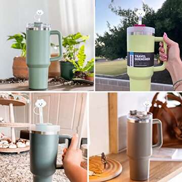 AIERSA Straw Cover for Stanley Cup,4Pcs Cloud Straw Covers Compatible with Stanley 30&40oz and Simple Modern with Handle Tumbler with Handle,Silicone Straw Topper Caps for Stanley Cups Accessories