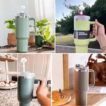 AIERSA Straw Cover for Stanley Cup,4Pcs Cloud Straw Covers Compatible with Stanley 30&40oz and Simple Modern with Handle Tumbler with Handle,Silicone Straw Topper Caps for Stanley Cups Accessories