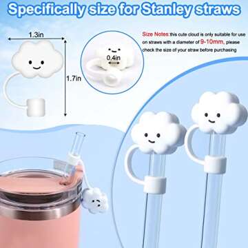 AIERSA Straw Cover for Stanley Cup,4Pcs Cloud Straw Covers Compatible with Stanley 30&40oz and Simple Modern with Handle Tumbler with Handle,Silicone Straw Topper Caps for Stanley Cups Accessories