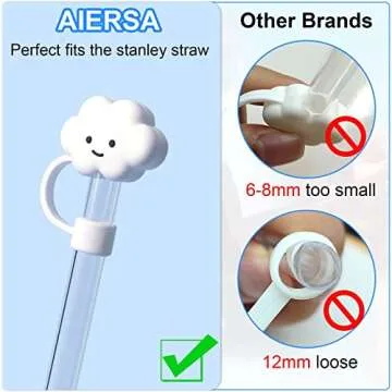 AIERSA Straw Cover for Stanley Cup,4Pcs Cloud Straw Covers Compatible with Stanley 30&40oz and Simple Modern with Handle Tumbler with Handle,Silicone Straw Topper Caps for Stanley Cups Accessories