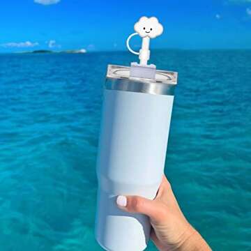 AIERSA Straw Cover for Stanley Cup,4Pcs Cloud Straw Covers Compatible with Stanley 30&40oz and Simple Modern with Handle Tumbler with Handle,Silicone Straw Topper Caps for Stanley Cups Accessories