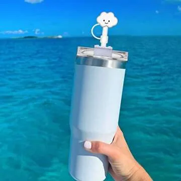 AIERSA Straw Cover for Stanley Cup,4Pcs Cloud Straw Covers Compatible with Stanley 30&40oz and Simple Modern with Handle Tumbler with Handle,Silicone Straw Topper Caps for Stanley Cups Accessories