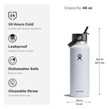 Hydro Flask Wide Flex Straw Cap Oat 40 Oz Cool and Convenient Water Bottle