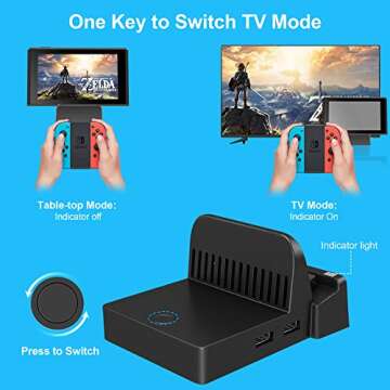Ukor TV Docking Station for Switch - Portable Charging Stand and HDMI Adapter with Extra USB 3.0 Port, Replacement Charging Dock for Nintendo Switch