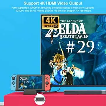 Ukor TV Docking Station for Switch - Portable Charging Stand and HDMI Adapter with Extra USB 3.0 Port, Replacement Charging Dock for Nintendo Switch