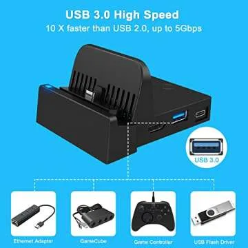 Ukor TV Docking Station for Switch - Portable Charging Stand and HDMI Adapter with Extra USB 3.0 Port, Replacement Charging Dock for Nintendo Switch