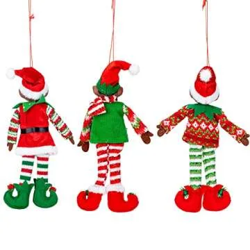 Traditional African American Elf Ornaments Set of 3