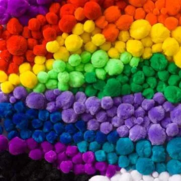 Vibrant Kaleidoscope Pom Poms in Large Packs for Crafts