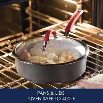 Rachael Ray - 87630 Rachael Ray Cucina Hard Anodized Nonstick Cookware Pots and Pans Set, 12 Piece, Gray with Red Handles