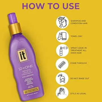 12-in-One Volumizing Amazing Leave-In Hair Treatment - Infused with Keratin, Avocado, and Whole Wheat to Strengthen and Add Volume - Conditioner Spray to Protect Dry and Damaged Hair - IT 12-in-One