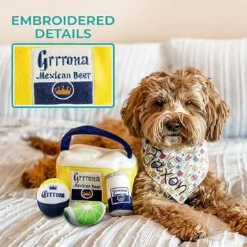 Haute Diggity Dog Grrrona Cooler Activity House, Plush Designer Dog Toys with Interactive Squeaker, ...