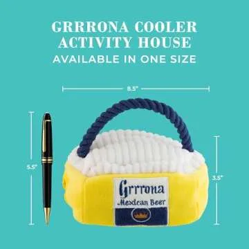 Haute Diggity Dog Grrrona Cooler Activity House, Plush Designer Dog Toys with Interactive Squeaker, Stimulating Pet Enrichment, Machine-Washable & Safe Materials for All Breeds, One Size