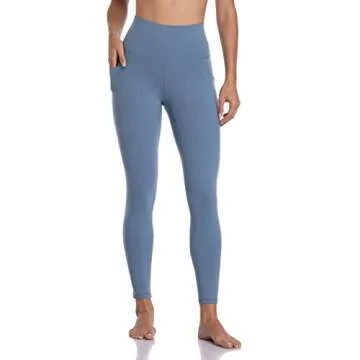 Colorfulkoala Women's High Waisted Tummy Control Workout Leggings 7/8 Length Yoga Pants with Pockets (XL, Steel Blue)