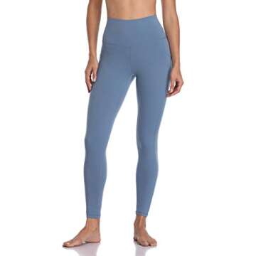 Colorfulkoala Women's High Waisted Tummy Control Workout Leggings 7/8 Length Yoga Pants with Pockets (XL, Steel Blue)