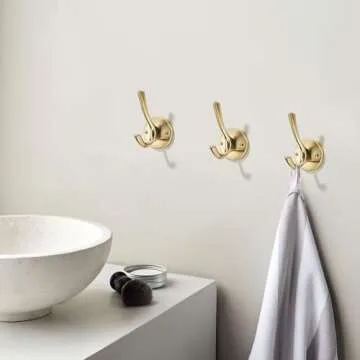 TUNNY 5 Pack Round Coat Towel Hooks - Champagne Bronze Coat Hooks for Hanging Coats Towel Hooks for Bathroom Wall Mounted Zinc Alloy Bath Towel Hooks Robe Clothes Hook Holder Heavy Duty Wall Hooks