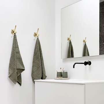 TUNNY 5 Pack Round Coat Towel Hooks - Champagne Bronze Coat Hooks for Hanging Coats Towel Hooks for Bathroom Wall Mounted Zinc Alloy Bath Towel Hooks Robe Clothes Hook Holder Heavy Duty Wall Hooks