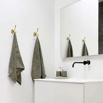 TUNNY 5 Pack Round Coat Towel Hooks - Champagne Bronze Coat Hooks for Hanging Coats Towel Hooks for Bathroom Wall Mounted Zinc Alloy Bath Towel Hooks Robe Clothes Hook Holder Heavy Duty Wall Hooks