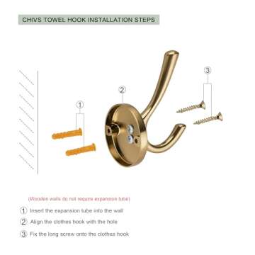 TUNNY 5 Pack Round Coat Towel Hooks - Champagne Bronze Coat Hooks for Hanging Coats Towel Hooks for Bathroom Wall Mounted Zinc Alloy Bath Towel Hooks Robe Clothes Hook Holder Heavy Duty Wall Hooks