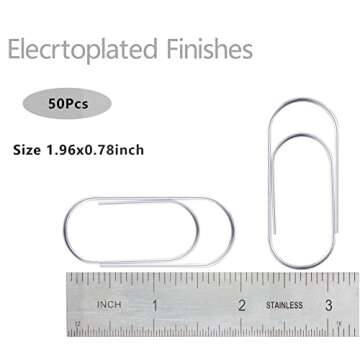 Tesstor Wide Paper Clips Jumbo Smooth Finish Large Paperclips Steel 2 Inch Non Skid Paper Clips for ...