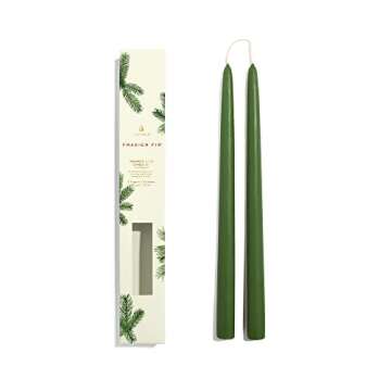 Thymes Frasier Fir 12" Taper Candle Set– Scented Candle with Notes of Crisp Siberian Fir, Cedarwoo...