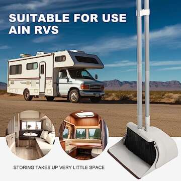 Jekayla 54" Long Handled Broom and Dustpan Set - Perfect Dust Pan and Brush Combo for Efficient Cleaning, Brown and White