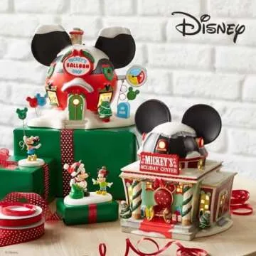 Department 56 Disney Village Mickey's Balloon Inflators Lit Building, 6.75 Inch, Multicolor