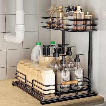 LAMU Under Sink 2 Tier Organizer for Kitchen & Bath