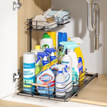 LAMU Under Sink 2 Tier Organizer for Kitchen & Bath