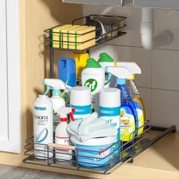LAMU Under Sink 2 Tier Organizer for Kitchen & Bath
