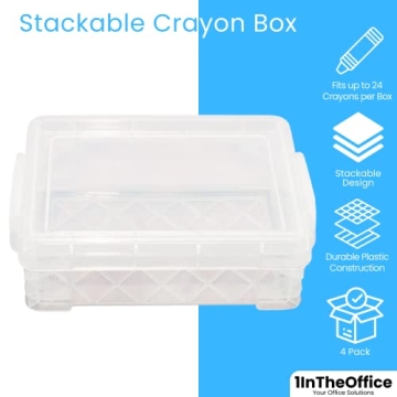 Stackable Clear 1InTheOffice Crayon Box for Art Supplies