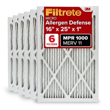 Filtrete 16x25x1 AC Furnace Air Filter, MERV 11, MPR 1000, Micro Allergen Defense, 3-Month Pleated 1...