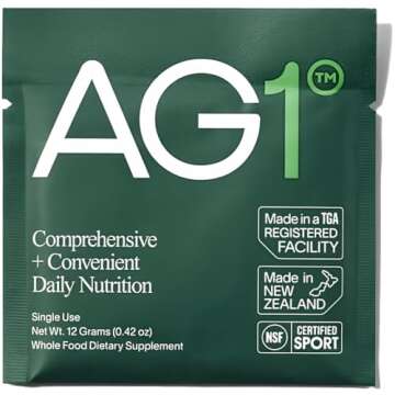 AG1 Athletic Greens - 1 Individual Single Serving Powder Supplement Travel Packet, 0.42oz/12g